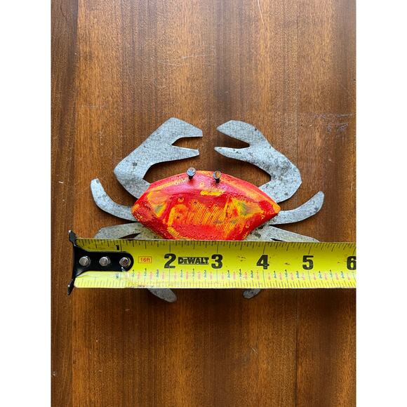 Handmade Metal Crab Wall Art or Ornament Ocean Beach Sea Decor Recycled - Picture 3 of 4